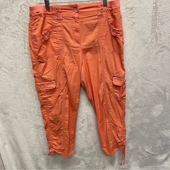 Chicos orange cropped capris summer pull on elastic waist size .5 small coastal - Picture 7 of 10